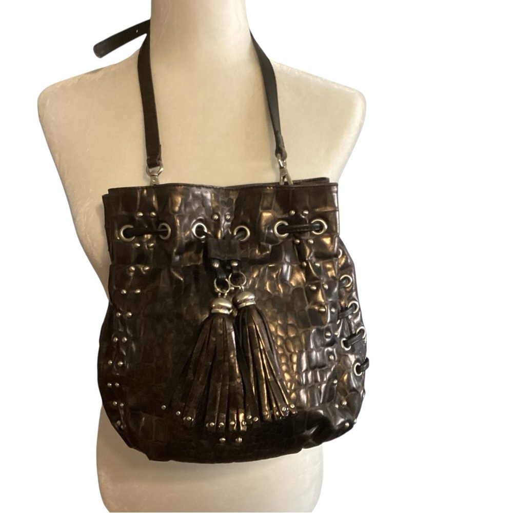 Chez by Cheryl crossbody bag in anthracite leather EUC